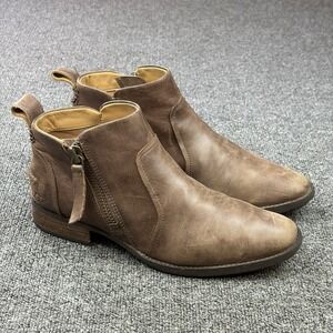 UGG Aureo Zip Ankle Boots Womens 9.5 Brown Leather Side Zip Comfort 1098314